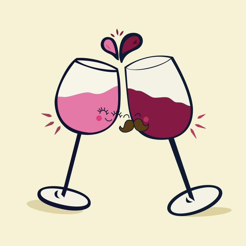 vettore illustrazione di Saluti san valentino giorno vino
