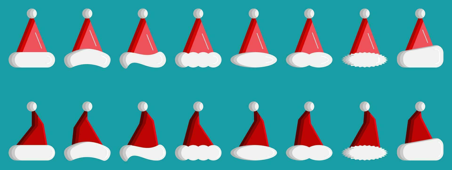 Santa o Natale cappello icona impostare. semplice vettore per Natale vacanza ornamento disegni come come saluto carte, striscioni, volantini, sociale media.