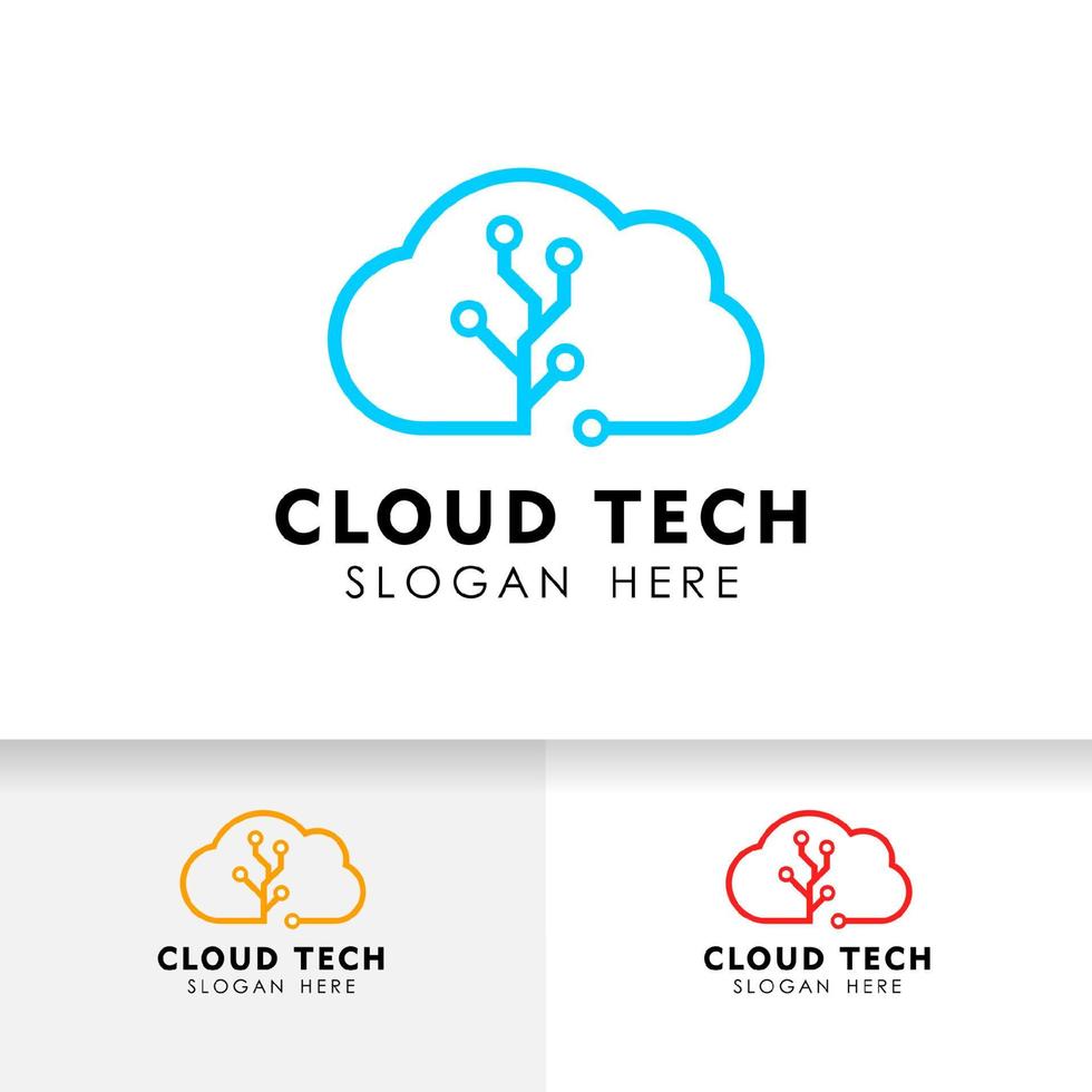 icona di vettore del modello di progettazione di logo di tecnologia cloud. disegno del simbolo della nuvola.