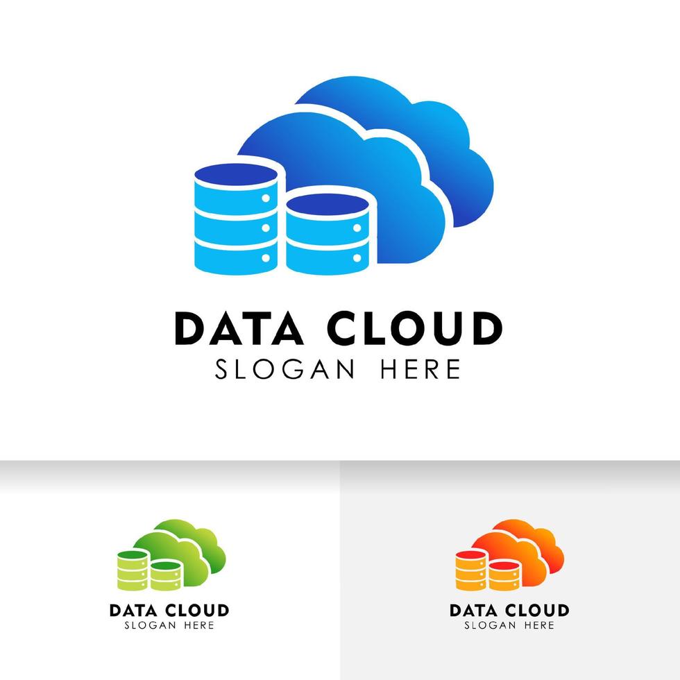 modello di progettazione del logo della nuvola. modello di logo icona per server dati cloud o hosting. vettore