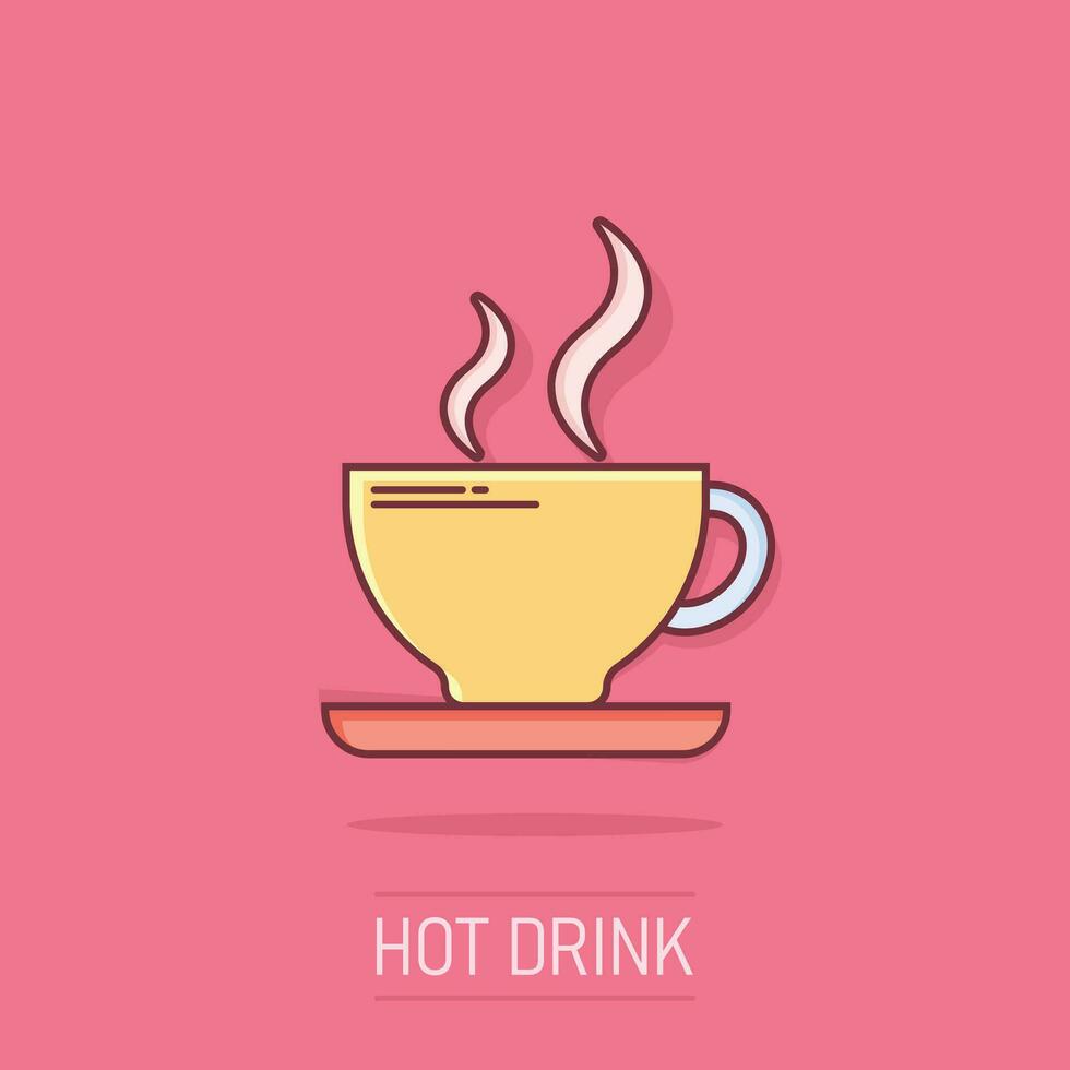 vettore cartone animato caffè tazza icona nel comico stile. tè boccale cartello illustrazione pittogramma. caffè attività commerciale spruzzo effetto concetto.