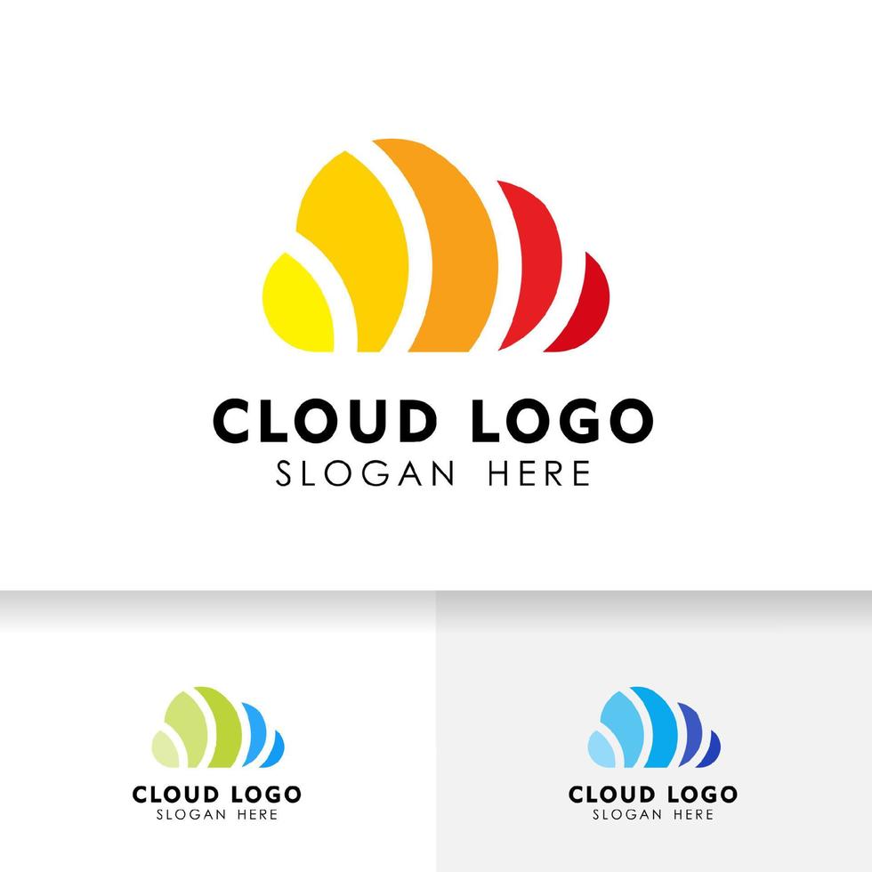 modello di progettazione del logo della nuvola. modello di logo dell'icona del server di dati cloud. vettore