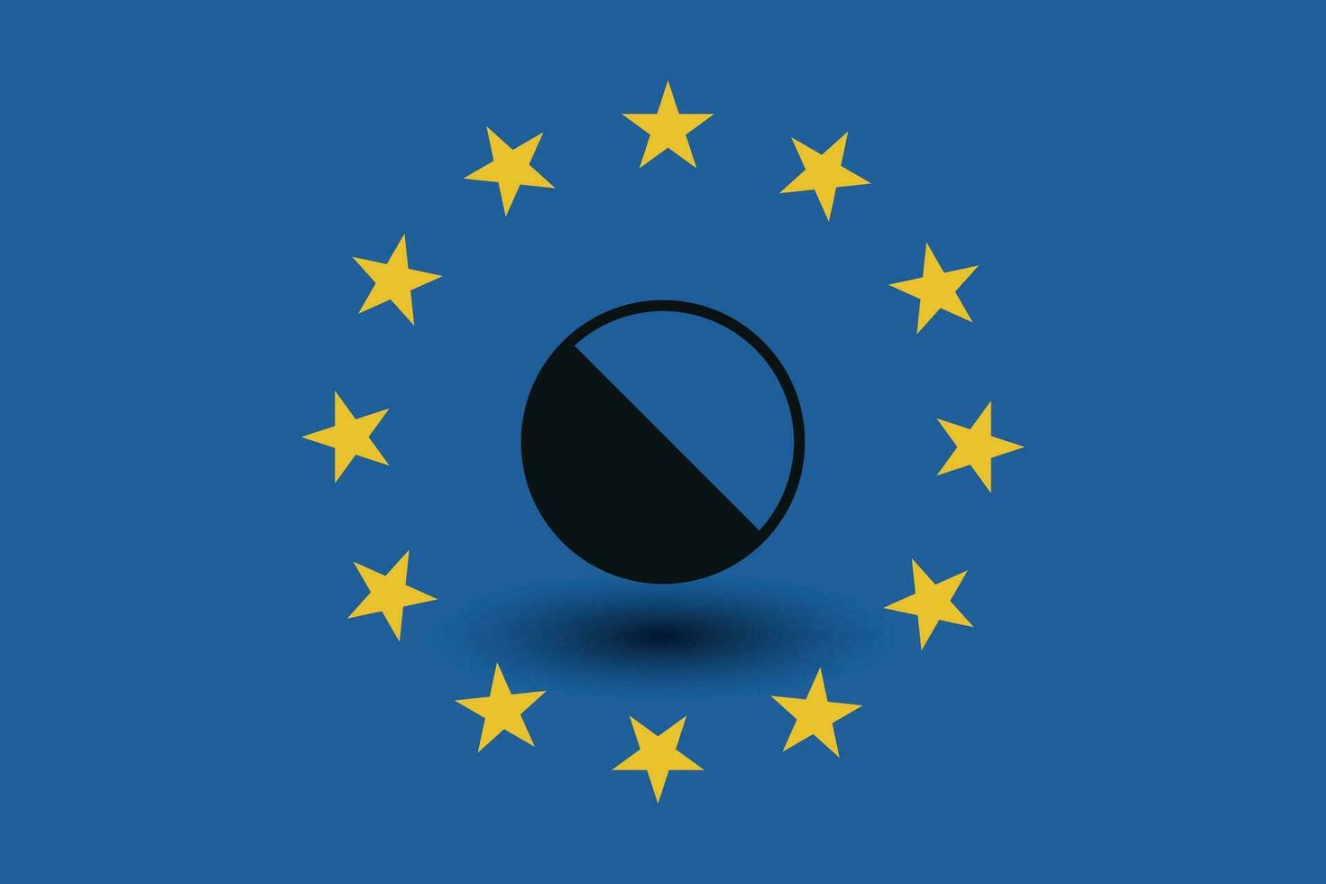 europeo unione bandiera ombra con un' pillola vettore illustrazione.