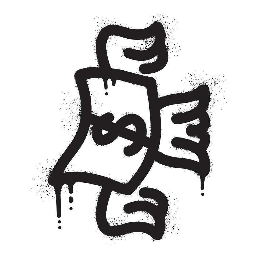 i soldi graffiti con Ali disegnato con nero spray dipingere vettore