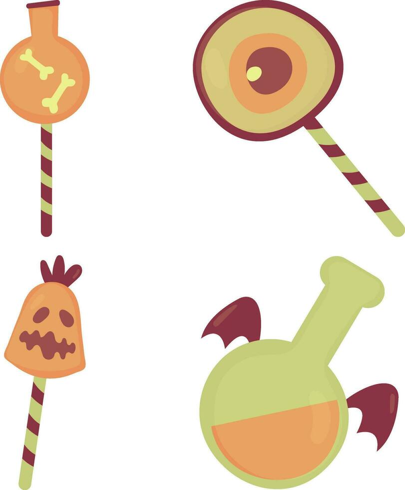Halloween caramella icona impostare. con spaventoso cartone animato design e forma. vettore illustrazione.