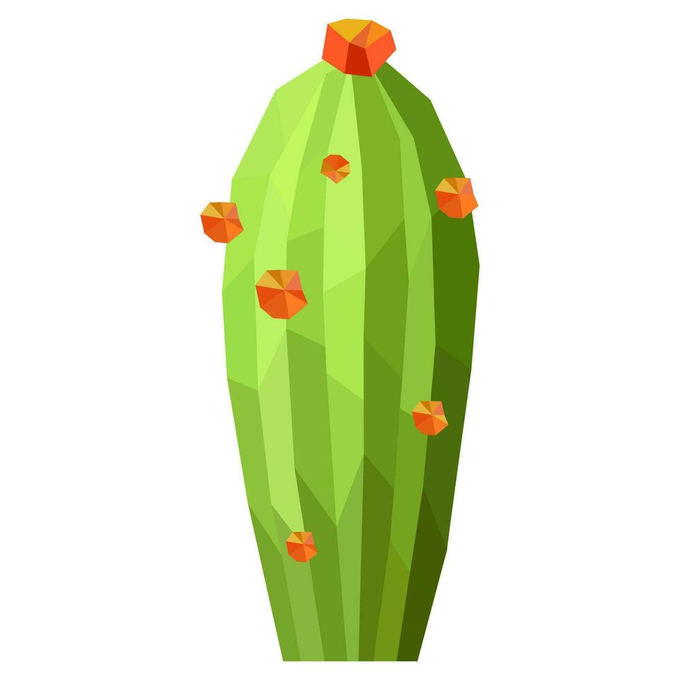 poligonale verde cactus. minimalista Basso poli arte stile. vettore