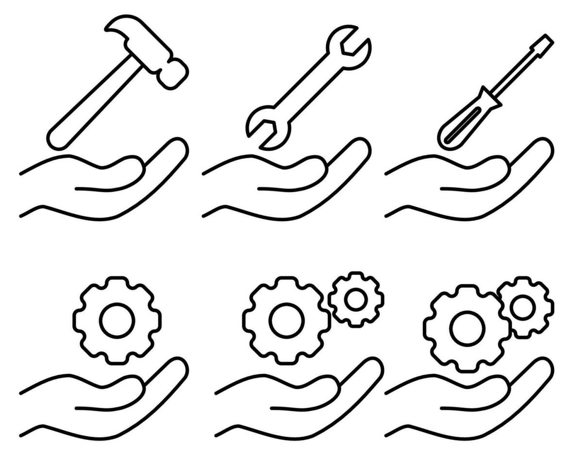 impostato di semplice riparazione icona vettore