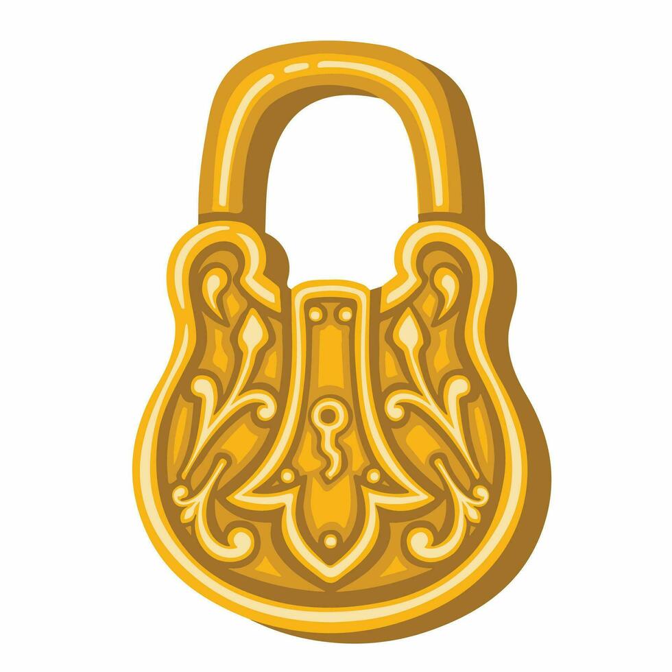 Fata racconto d'oro porta serratura, protezione, vettore illustrazione eps10