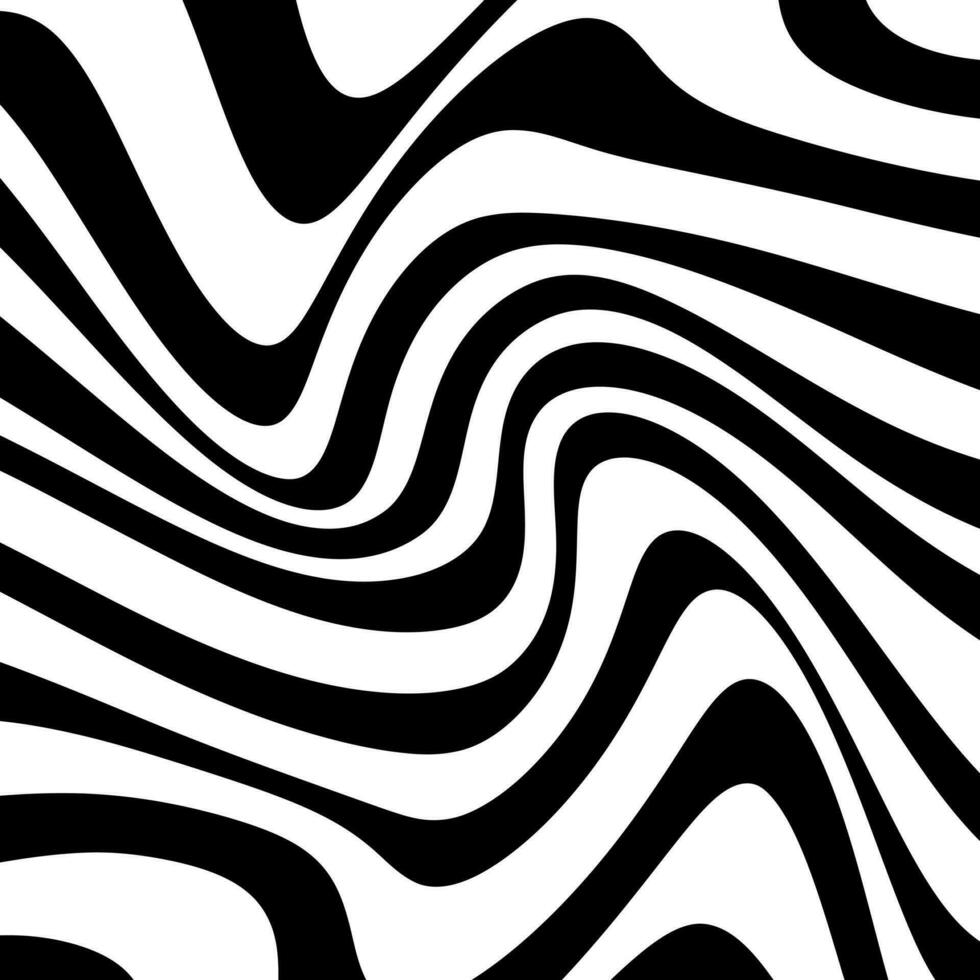 zebra ondulato modello. lineare monocromatico vettore struttura. psichedelico a strisce nero e bianca sfondo.