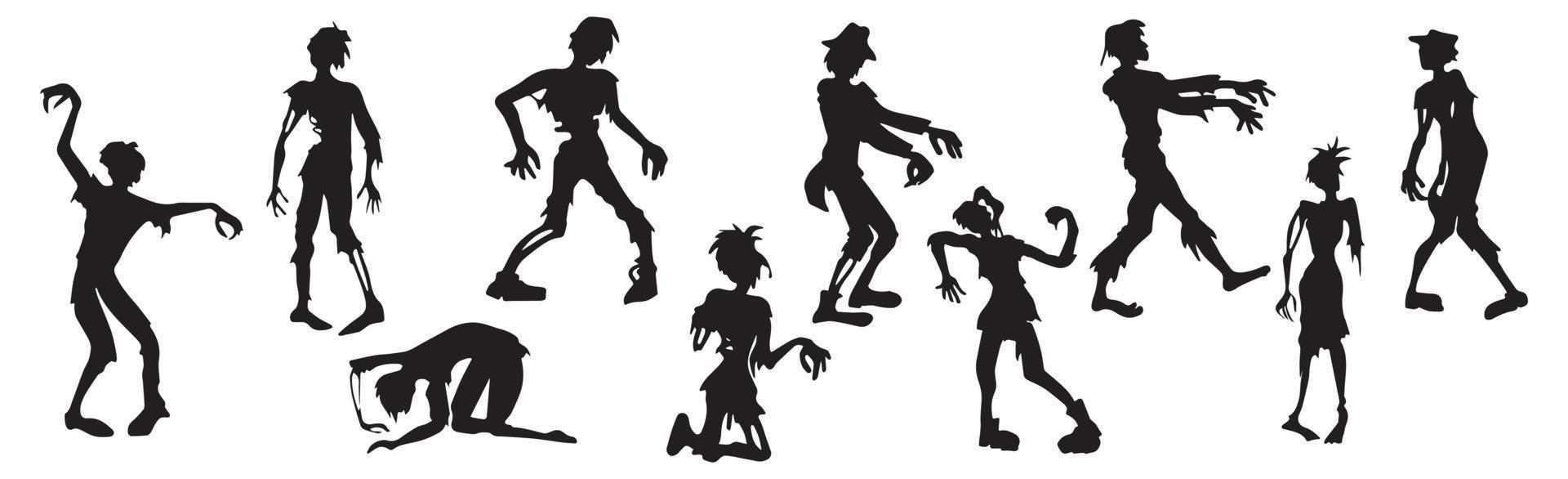 set di 10 diversi zombie di halloween su sfondo bianco - vector