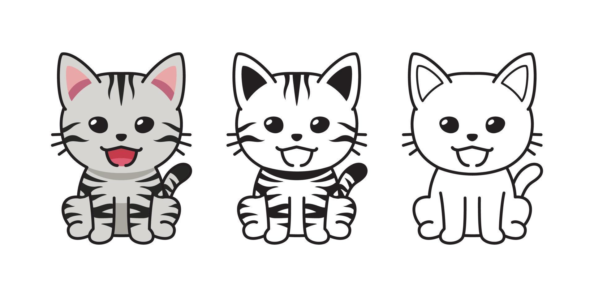 set di caratteri vettoriali cartone animato american shorthair cat