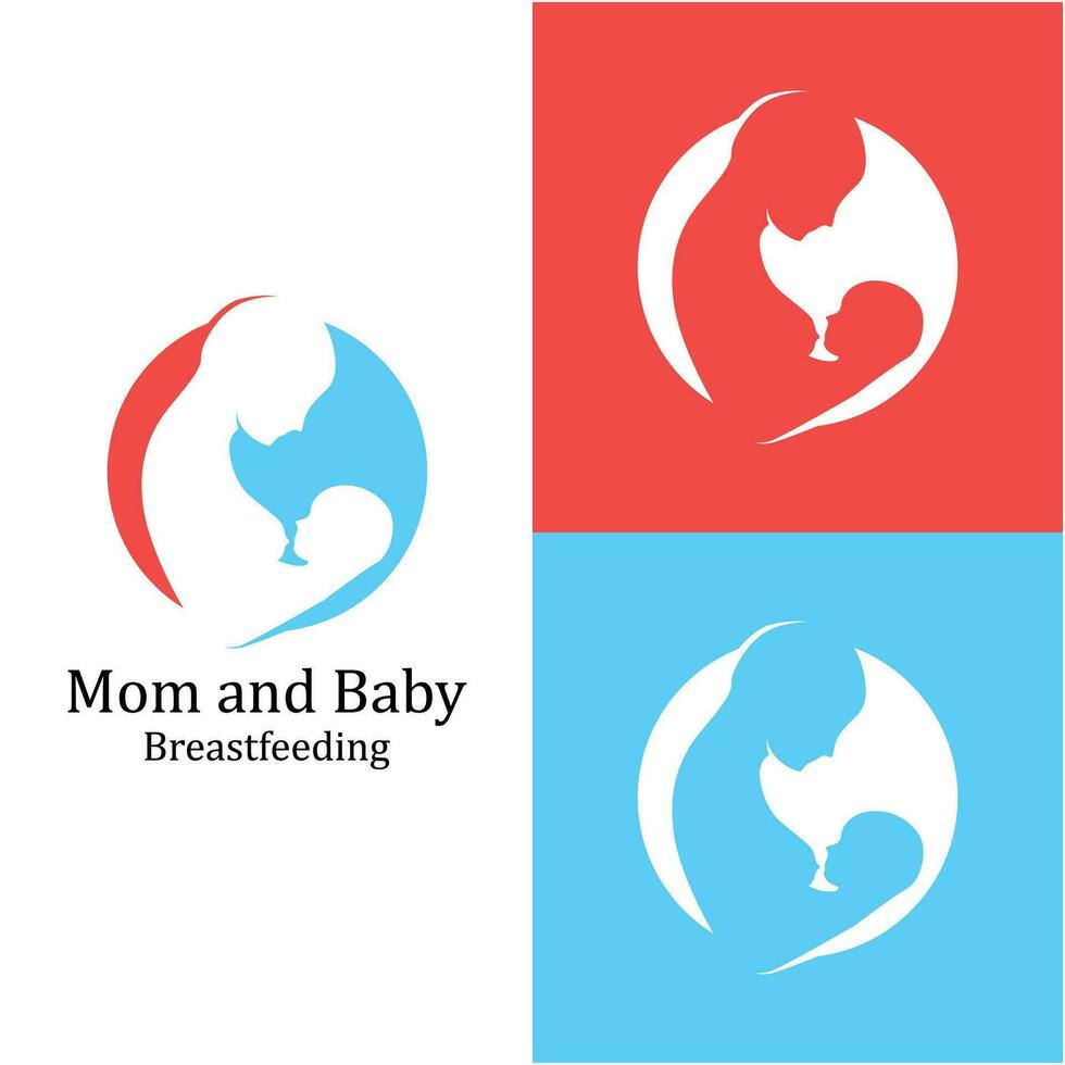 bellezza infermiera allattamento mamma bambino, mammina madre l'allattamento al seno allattamento logo illustrazione vettore