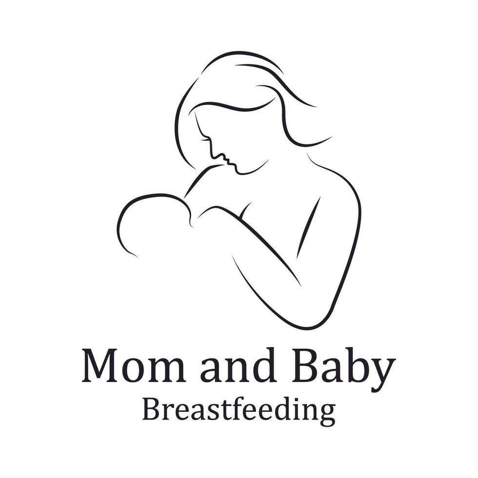 bellezza infermiera allattamento mamma bambino, mammina madre l'allattamento al seno allattamento logo illustrazione vettore