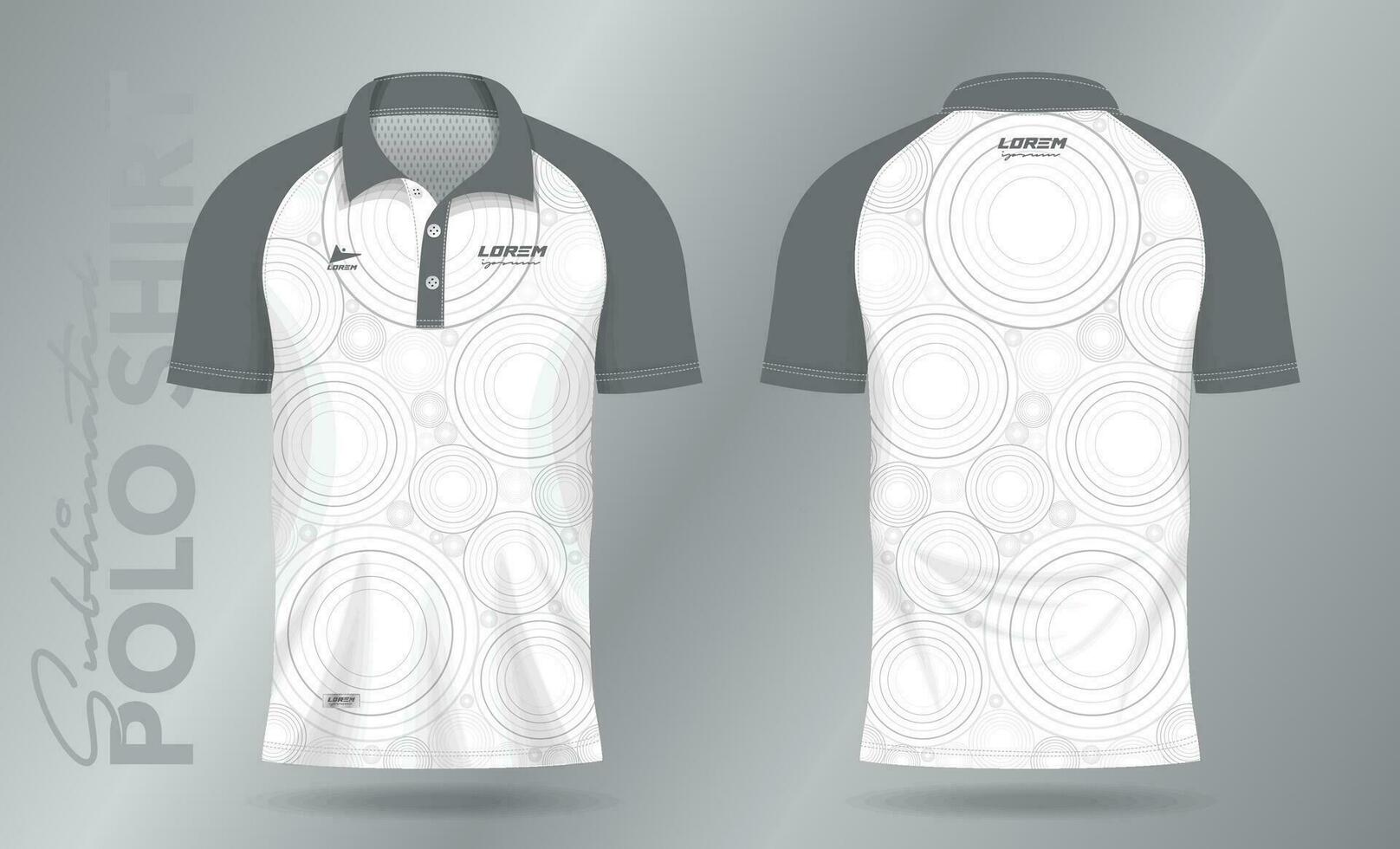 bianca astratto polo camicia modello modello design per sport uniforme nel davanti Visualizza e indietro Visualizza vettore