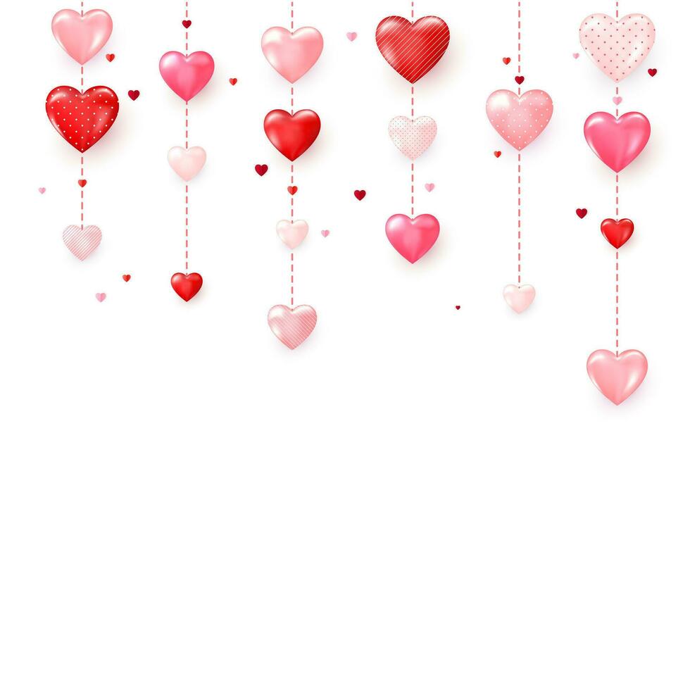 verticale colorato cuore ghirlande. san valentino giorno romantico sfondo. vettore