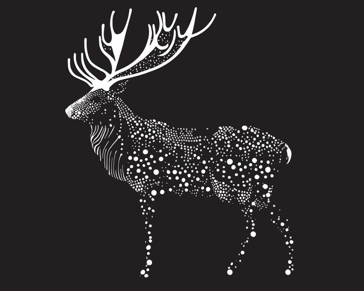 vettore silhouette di cervo su nero sfondo.