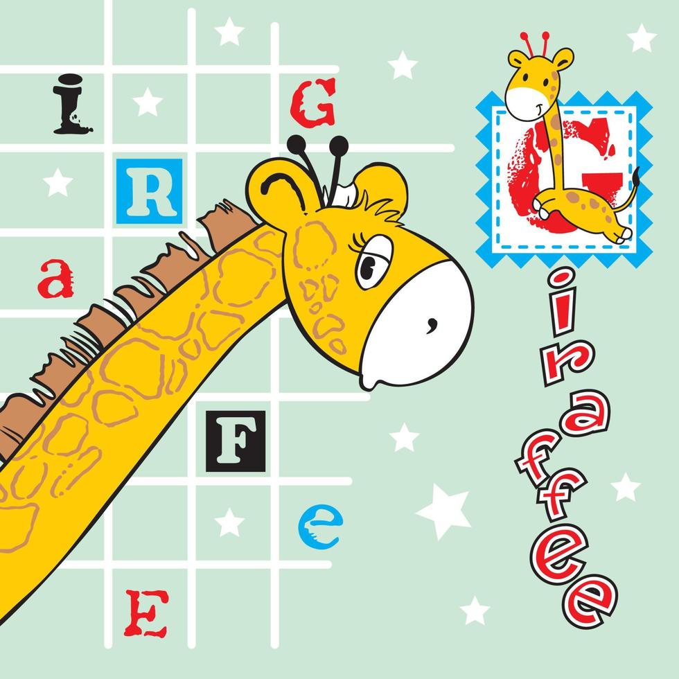 giraffa fumetto illustrazione vettoriale - modello di sfondo modificabile