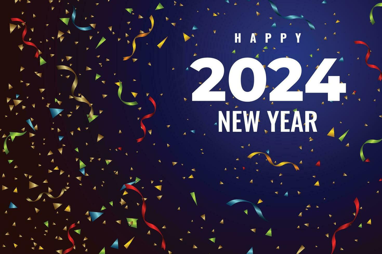 contento nuovo anno 2024 piazza modello con 3d sospeso numero. saluto concetto per 2024 nuovo anno celebrazione coriandoli vettore