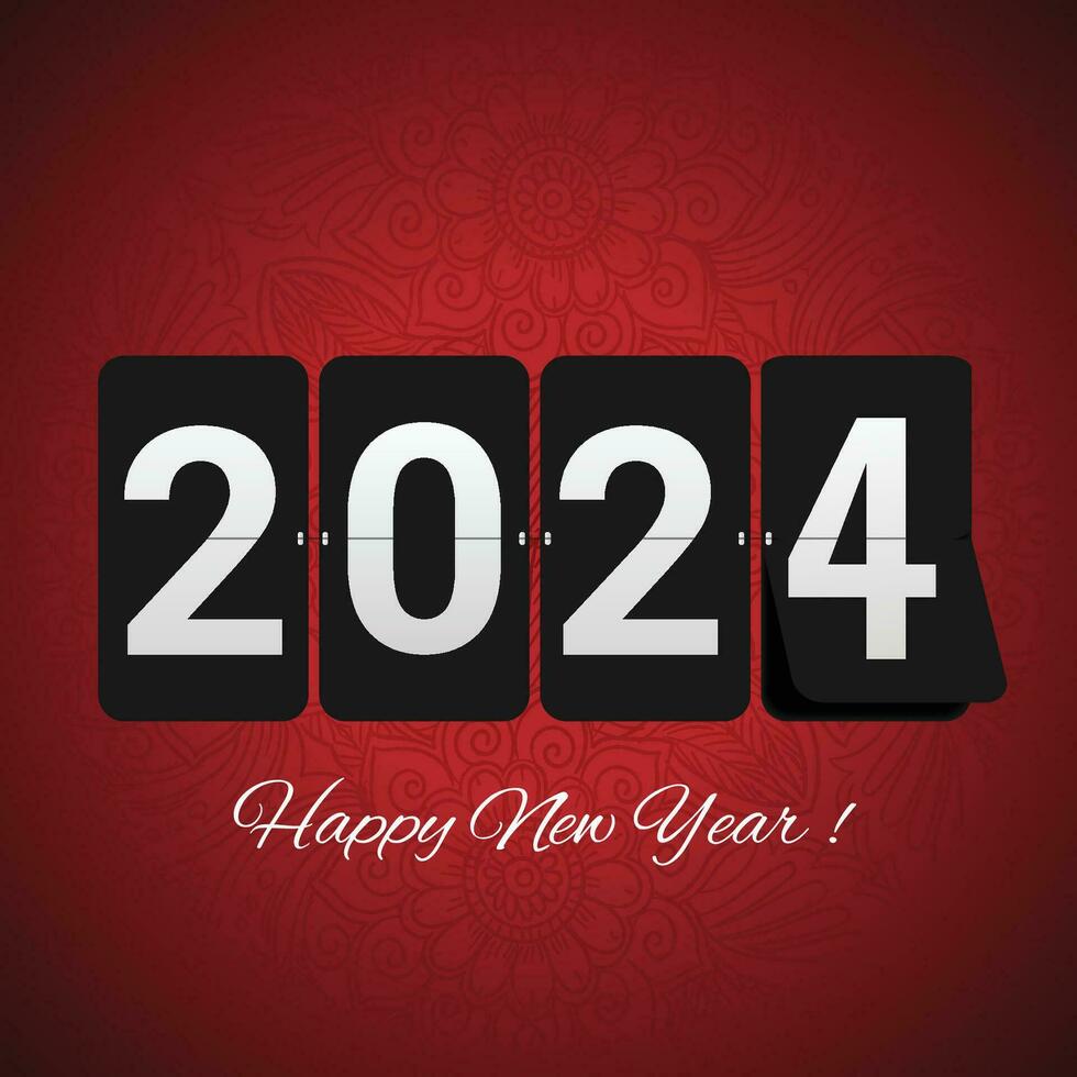 contento nuovo anno 2024 piazza modello con 3d sospeso numero. saluto concetto per 2024 nuovo anno celebrazione coriandoli vettore