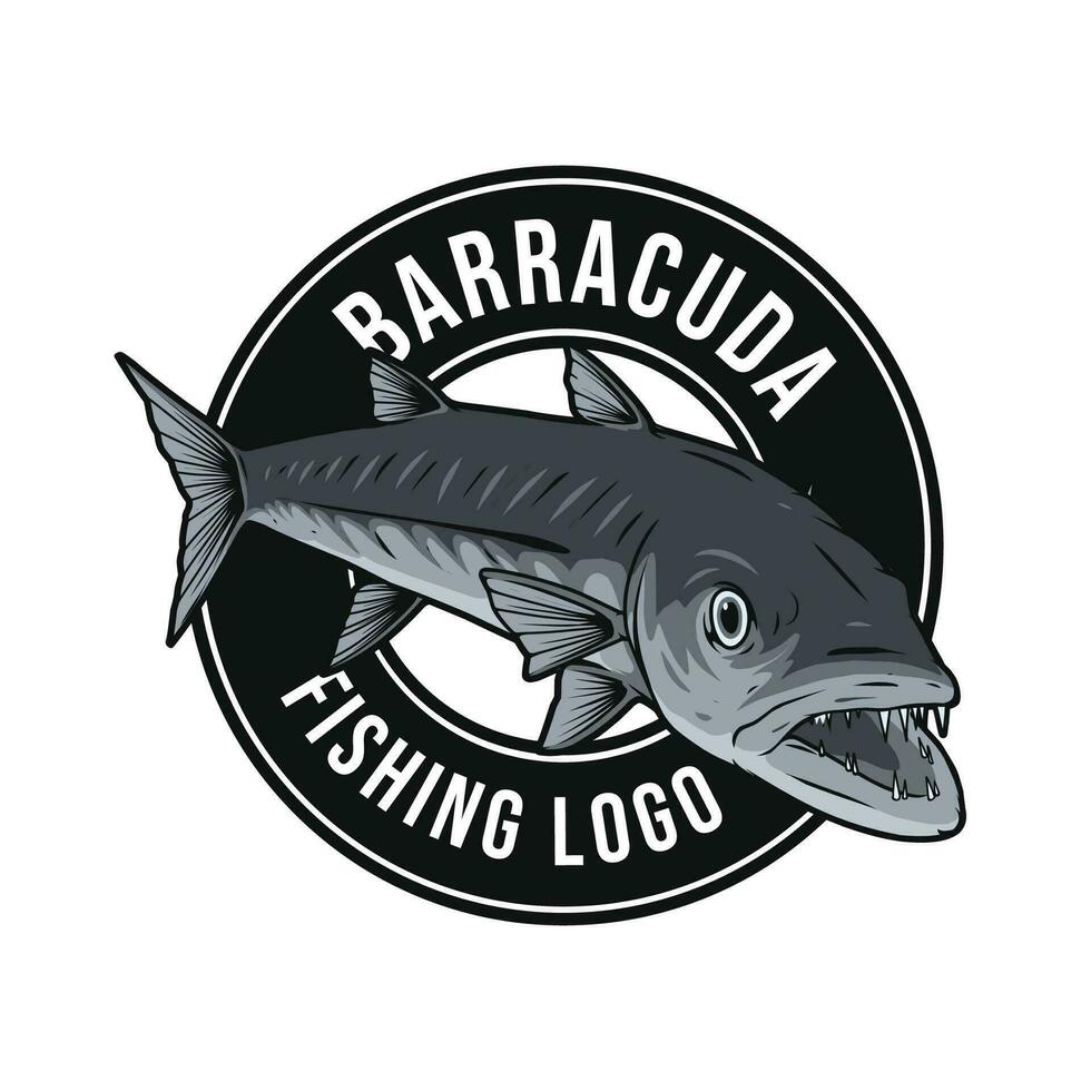 Barracuda pesca logo per mare pesca vettore