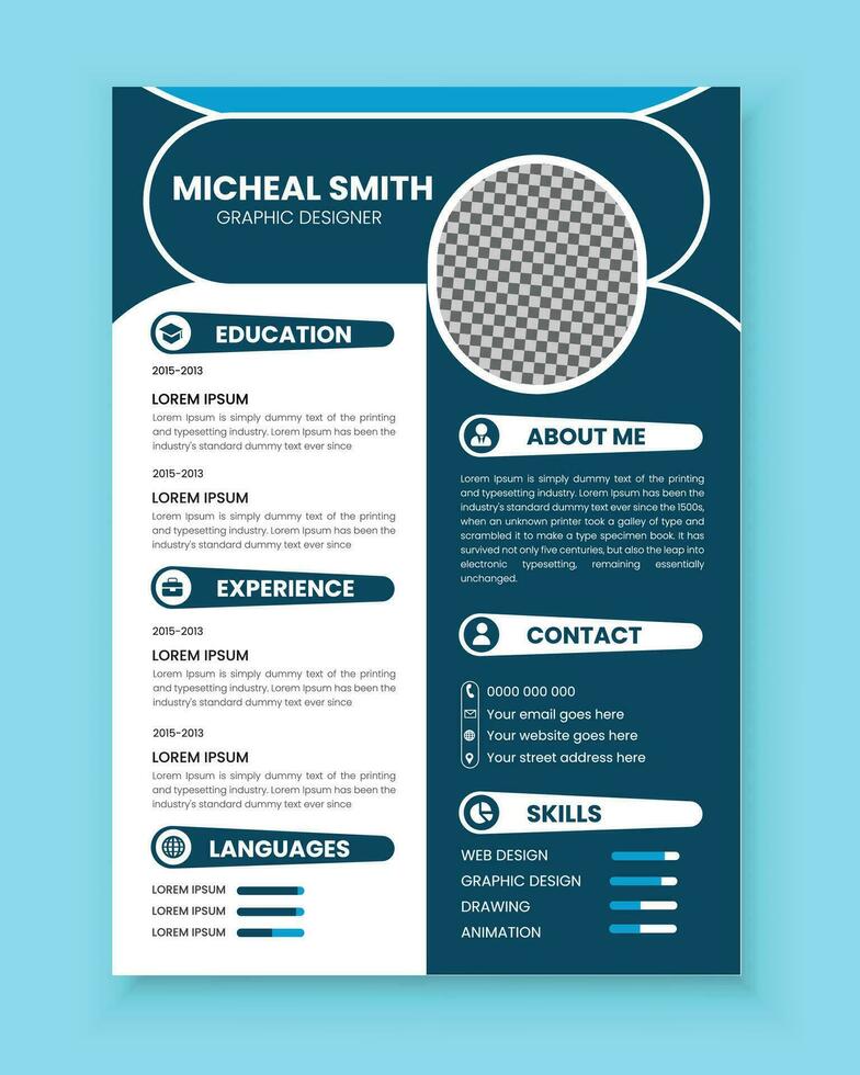 creativo, elegante, minimo e semplice vettore curriculum vitae design modello