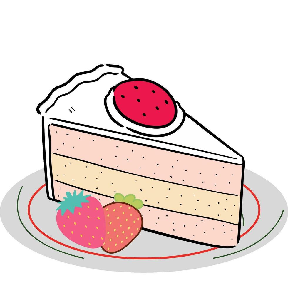 illustrazione di torta su un' piatto vettore