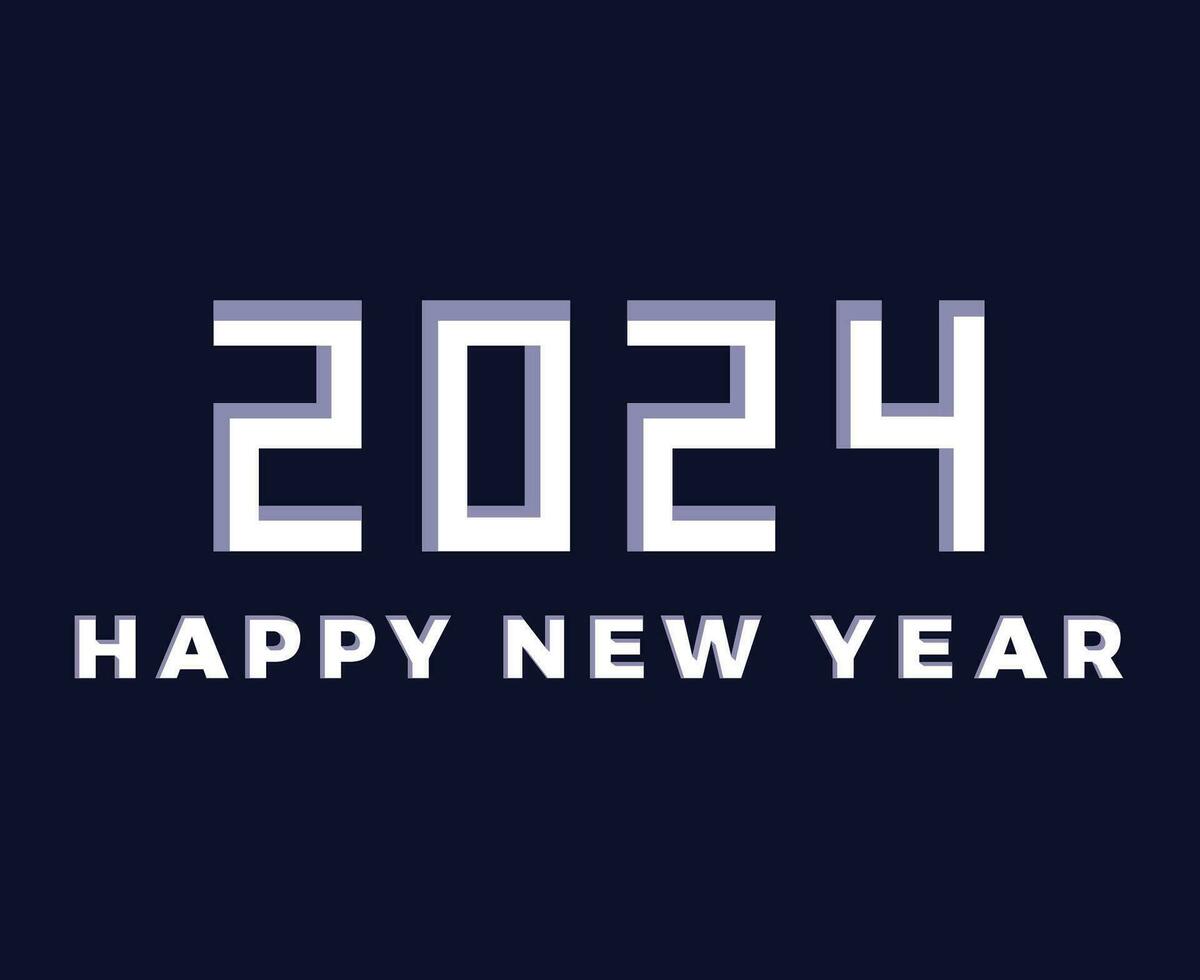 contento nuovo anno 2024 astratto bianca grafico design vettore logo simbolo illustrazione con blu sfondo
