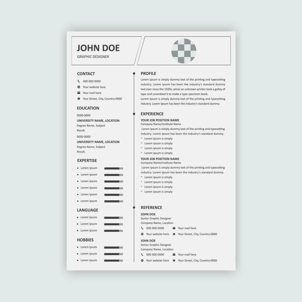 moderno minimo curriculum vitae modello design vettore