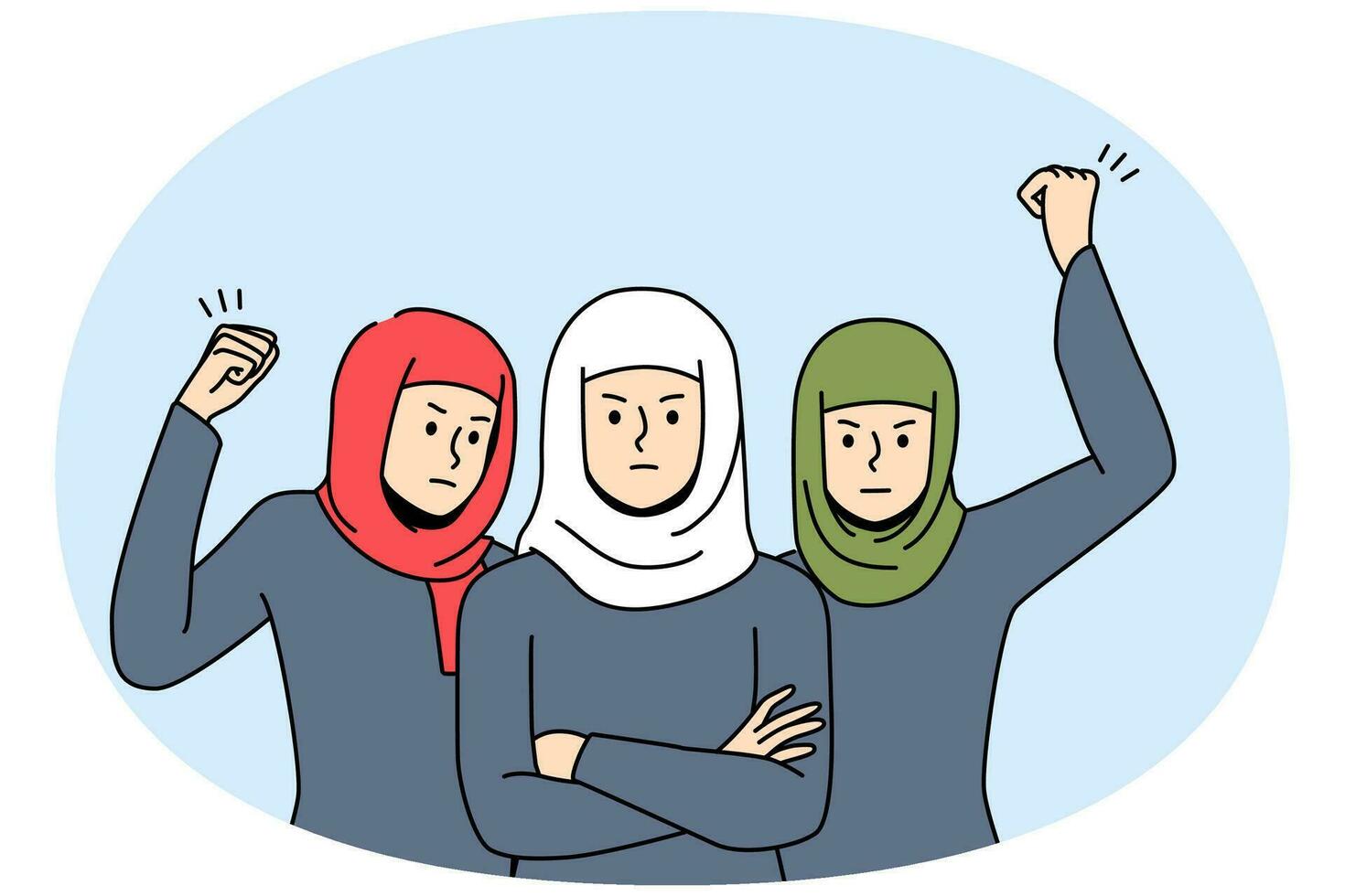 arabo donne nel hijab a protesta vettore
