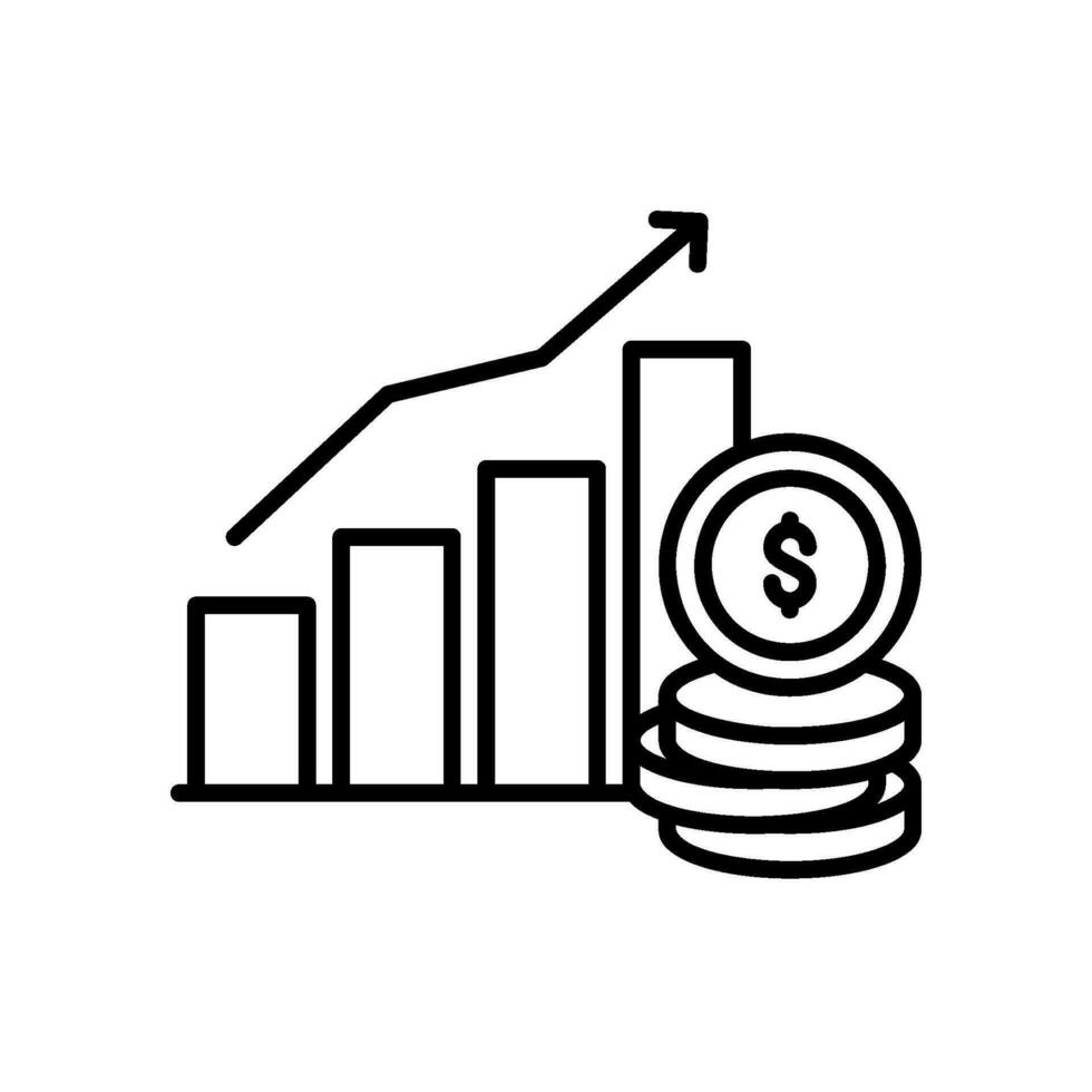 profitto icona con rapporto grafico e monete vettore