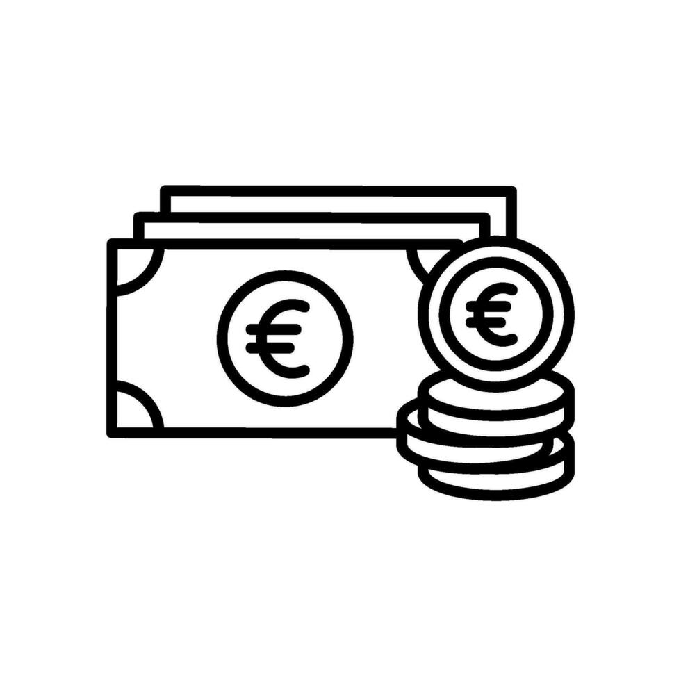 Euro moneta icona con monete vettore