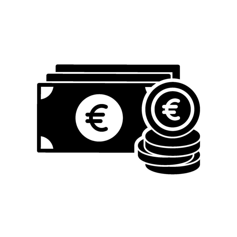 Euro moneta icona con monete vettore