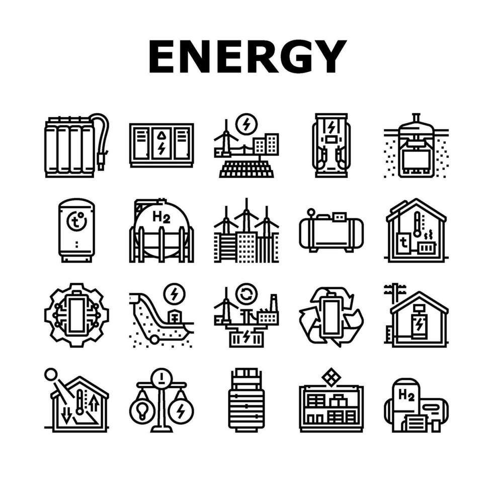 energia Conservazione energia sistema icone impostato vettore