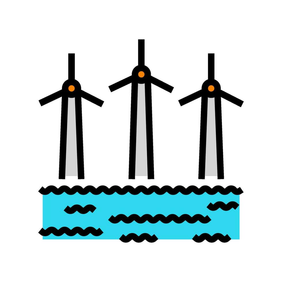 al largo vento turbina colore icona vettore illustrazione