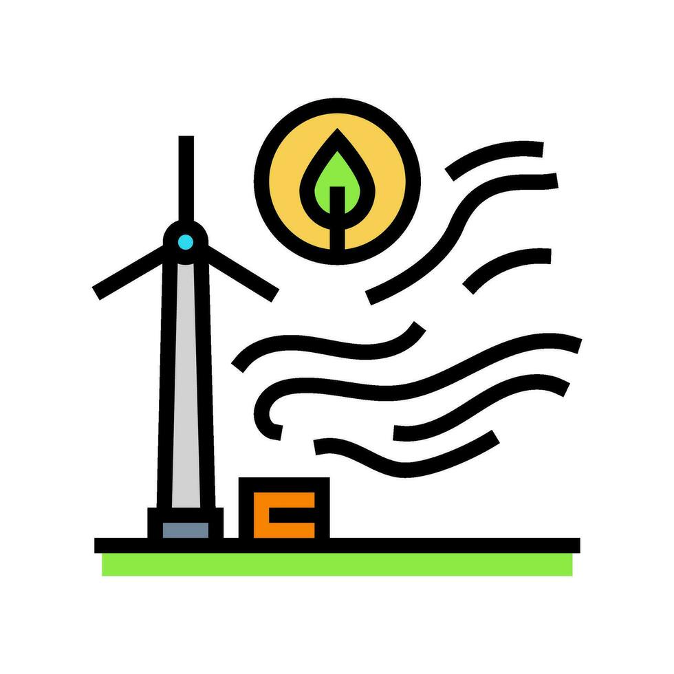 pulito vento energia turbina colore icona vettore illustrazione