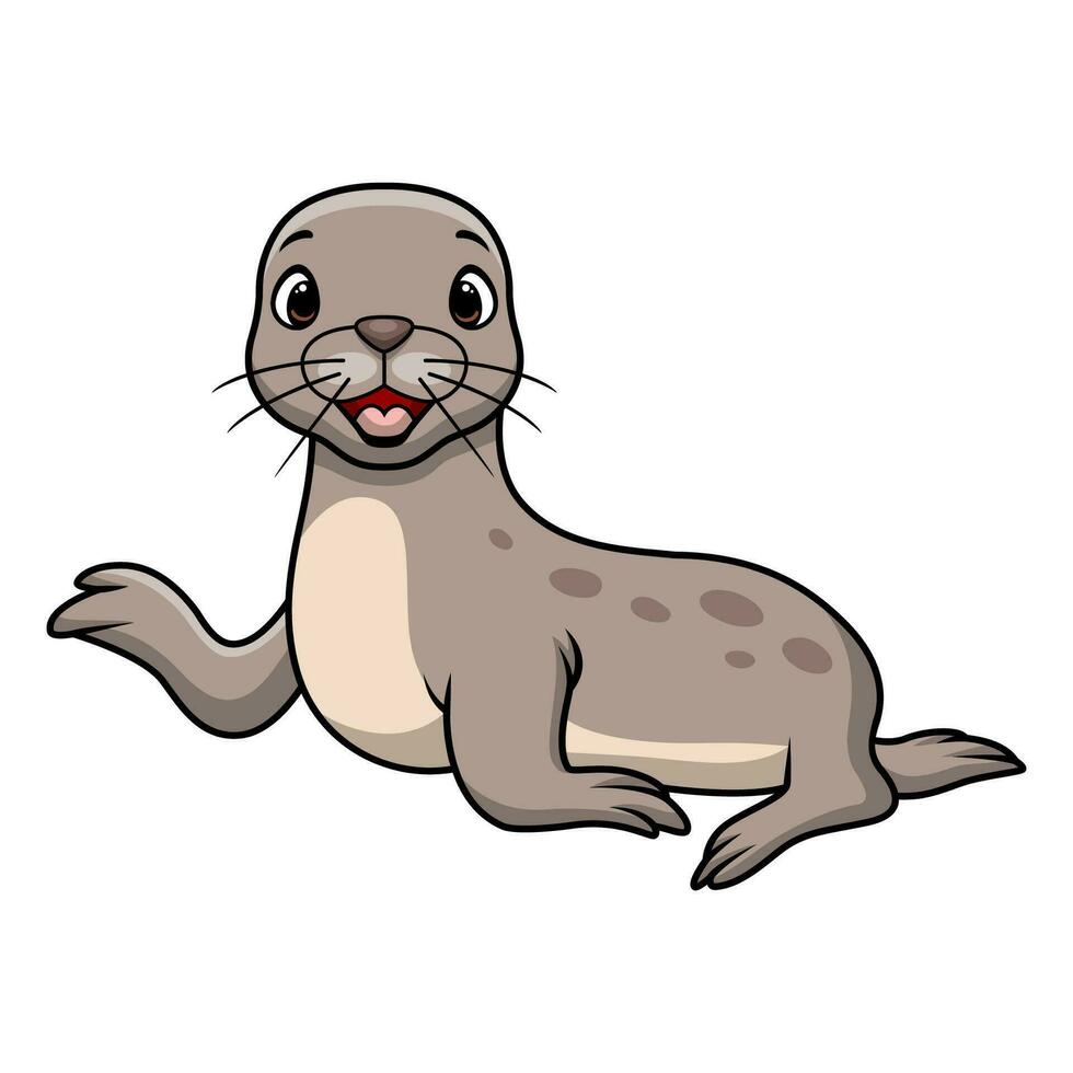 carino bambino foca cartone animato su bianca sfondo vettore