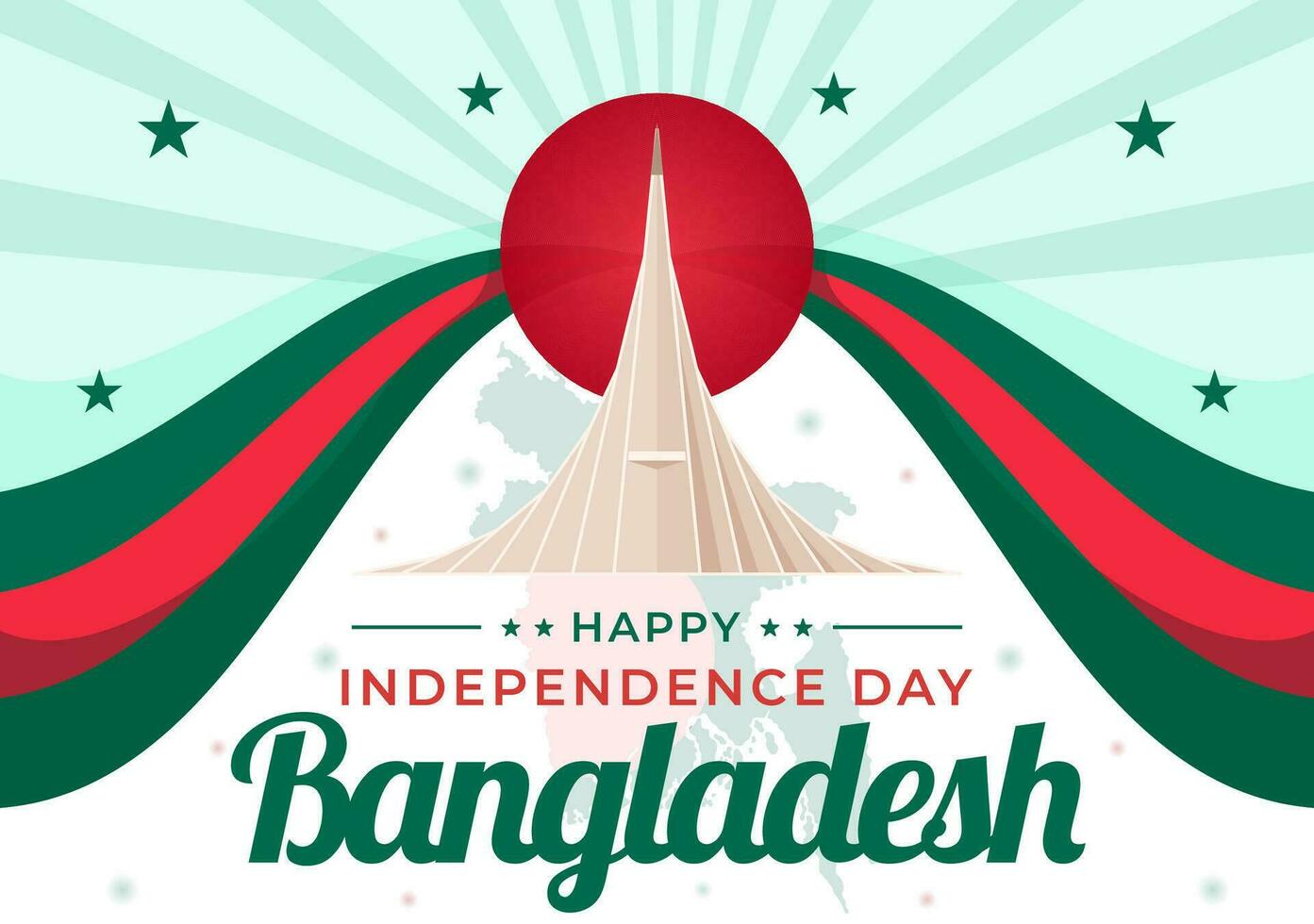 contento bangladesh indipendenza giorno vettore illustrazione su 26 marzo con agitando bandiera e nazionale monumento nel vacanza piatto cartone animato sfondo