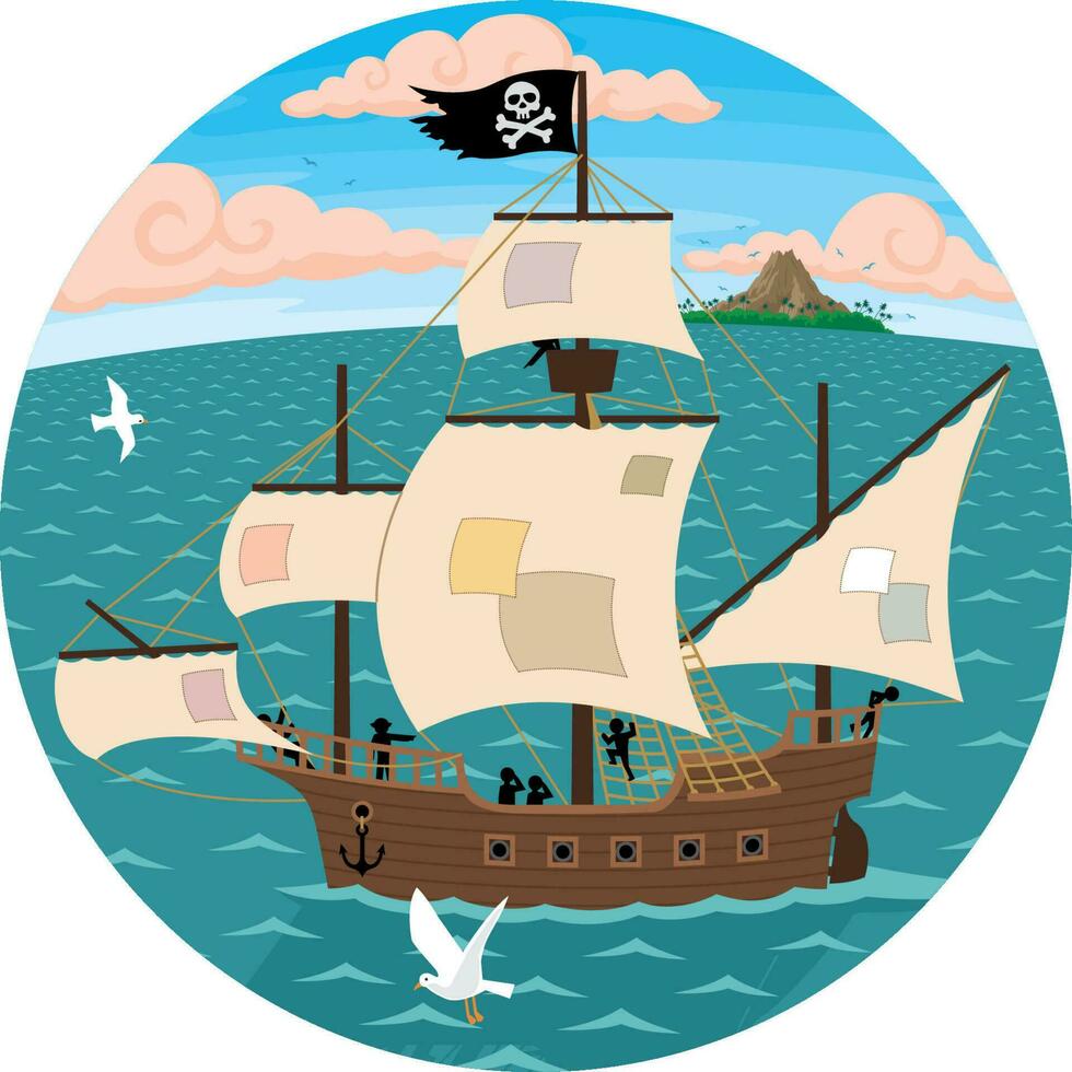 pirata nave cartone animato vettore