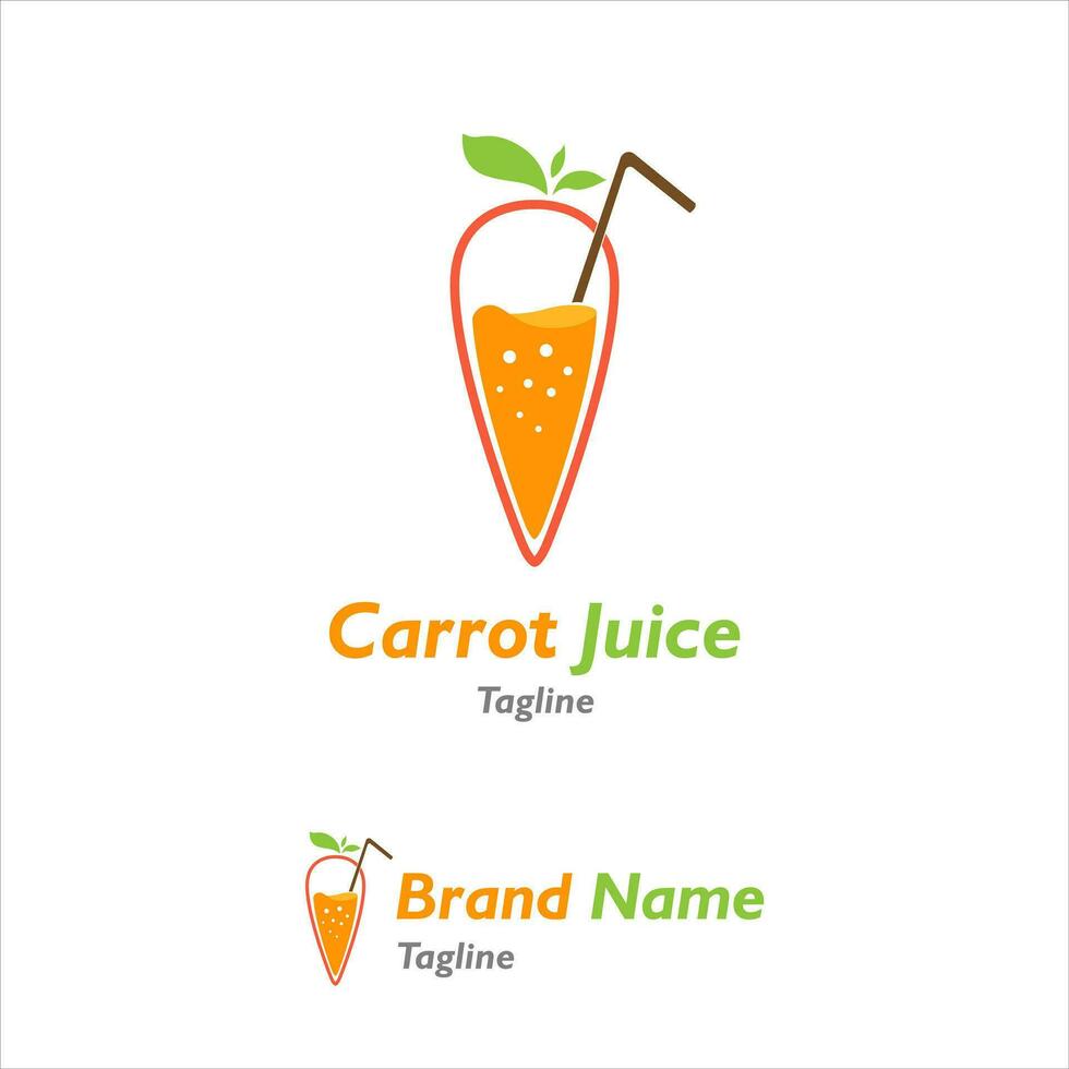 logo design icona di fresco carota frutta tropicale succo acqua per bevanda nel estate per ristorante bar vettore