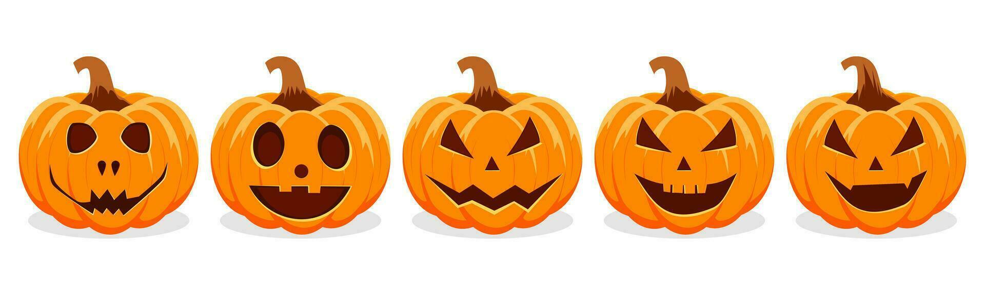 impostato di zucca su bianca sfondo. con per il vacanza Halloween. vettore