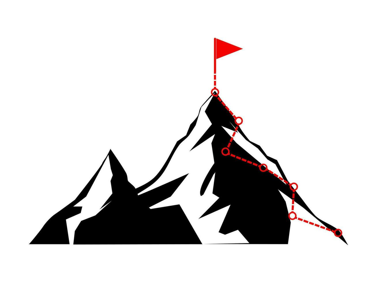montagna arrampicata percorso. attività commerciale viaggio sentiero nel progresso per successo. vettore illustrazione