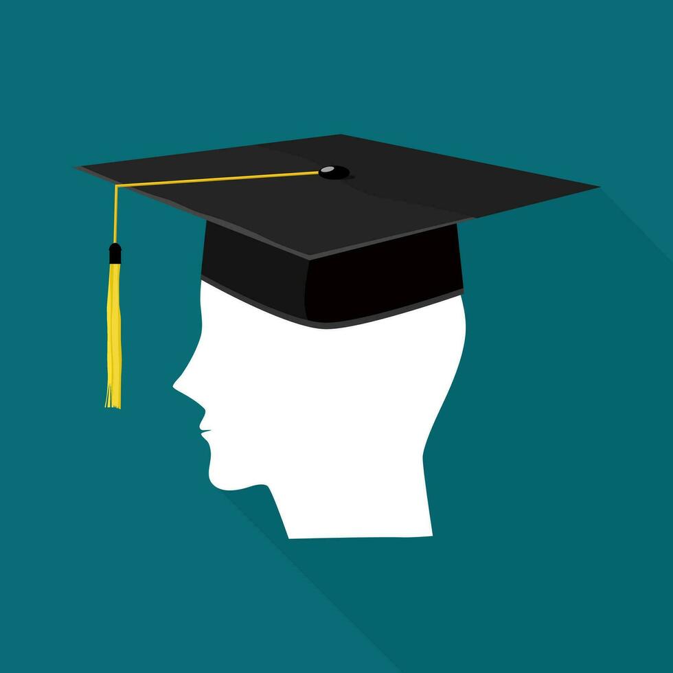 il testa di il persona indossare un' la laurea cappello. educativo successo concetto vettore