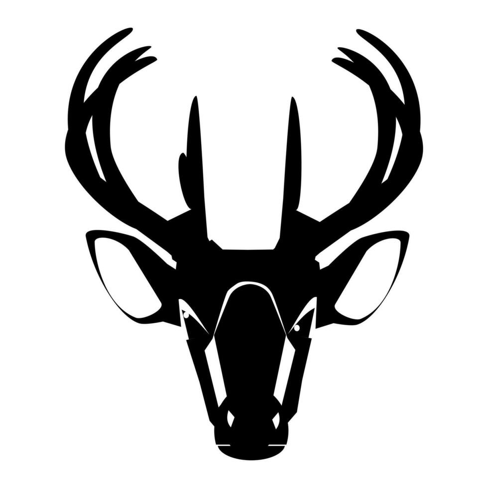 un' nero e bianca cervo testa silhouette su un' bianca sfondo vettore
