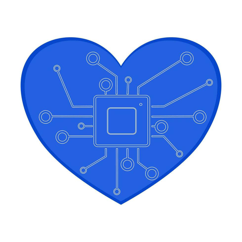 processore linea e blu cuore vettore icona per sito web. uso mente per processi