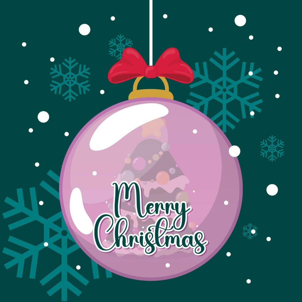 carino Natale carta con un' Natale albero palla icona vettore illustrazione
