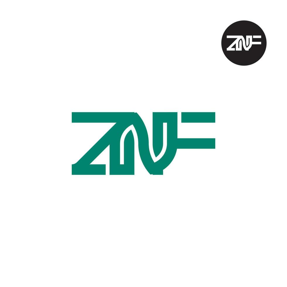 lettera znf monogramma logo design vettore