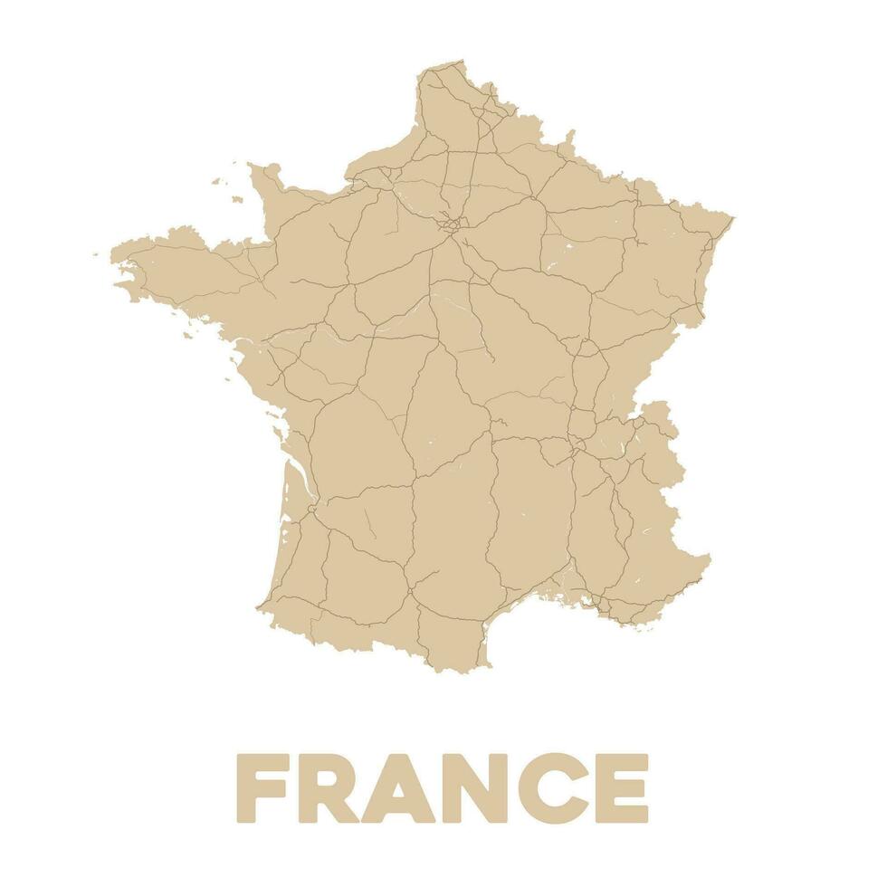 dettagliato Francia carta geografica design vettore