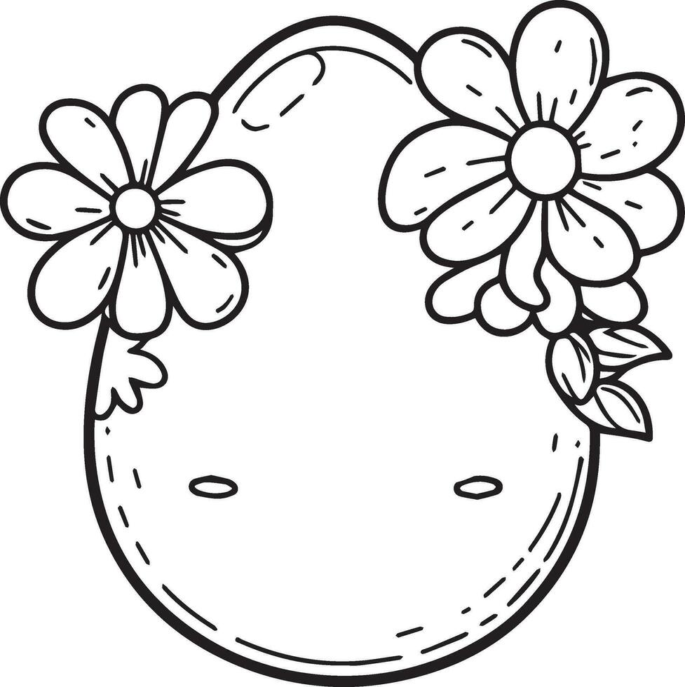 floreale fantasia coniglio, fiori colorazione divertimento e stampabile prescolastico Pasqua uovo colorazione pagine, semplice Pasqua uovo clipart nero e bianca fiori e uovo colorazione pagine per bambini vettore