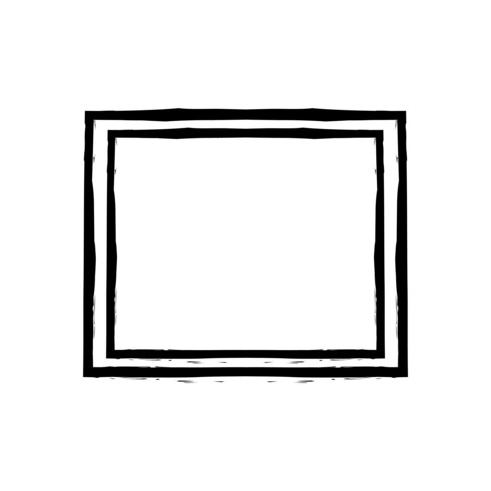 grunge rettangolare telaio francobollo. inchiostro vuoto nero scatola. rettangolare confine. vettore illustrazione isolato su bianca sfondo