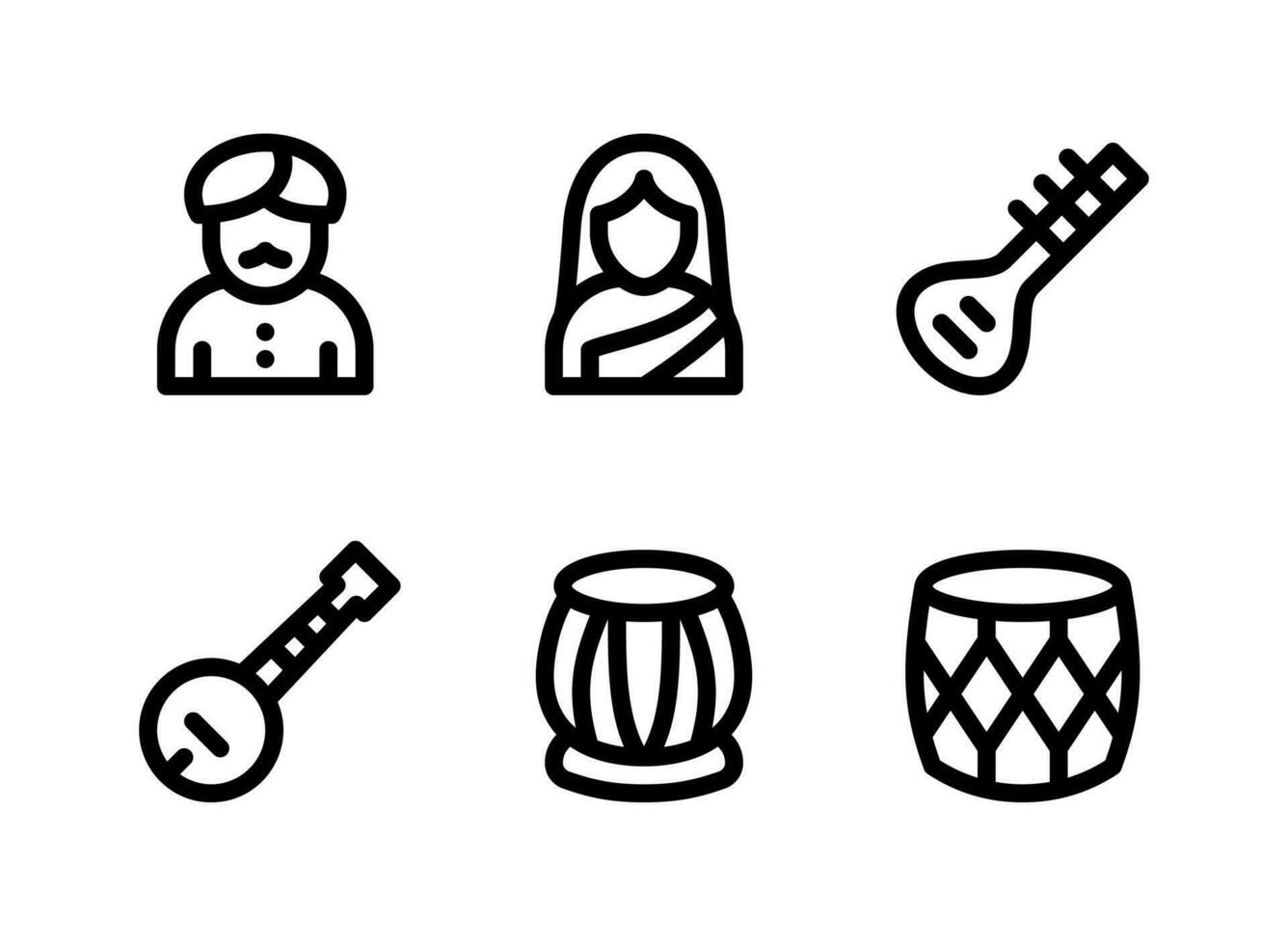 semplice set di icone di linee vettoriali relative al diwali